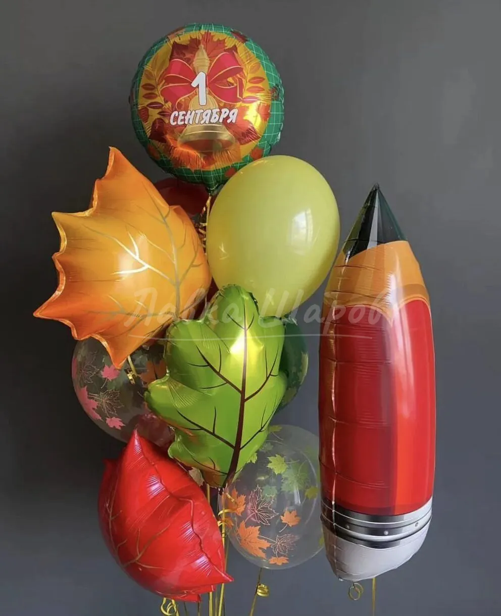 №1347 Фонтан из шаров с карандашом «1 сентября» — 1 сентября, Лавка Шаров Мытищи