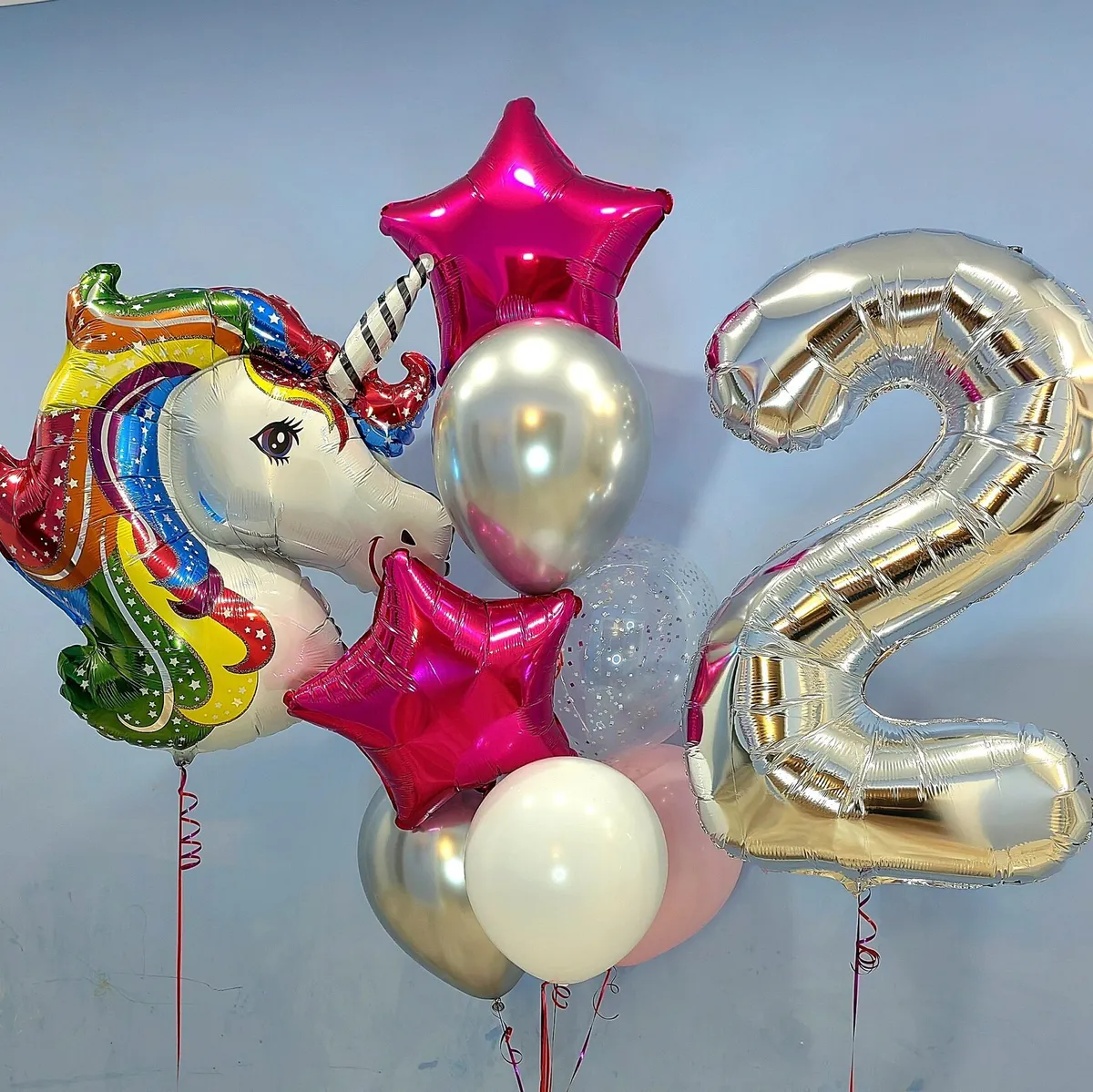 №12 Фигура Единорог + Цифра + Фонтан — для девочки, Лавка Шаров Мытищи