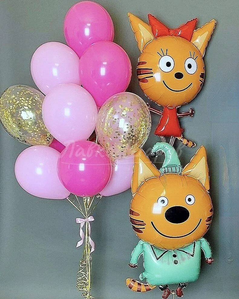 №1242 Фигуры «Три кота» с розовыми шарами — для девочки, Лавка Шаров Мытищи