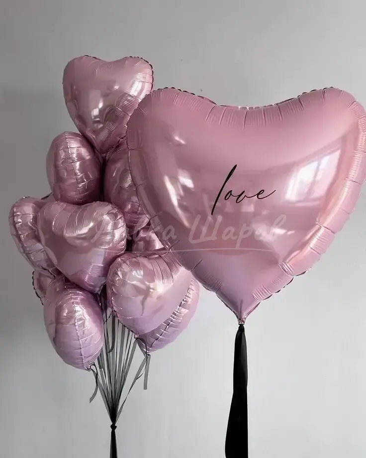 №1148 Сердце «Love» с розовыми шарами — для неё, Лавка Шаров Мытищи