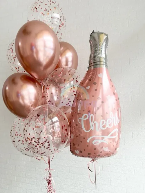 №5 Фонтан из шаров с бутылкой шампанского «Cheers» — девичник, Лавка Шаров Мытищи