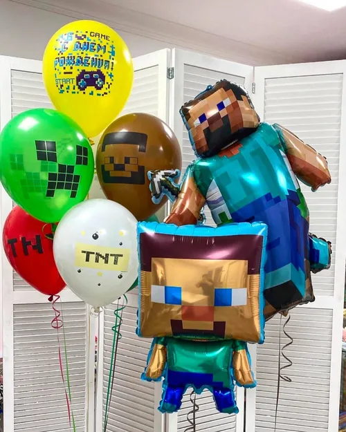 №12 Композиция из шаров Майнкрафт со Стивом и кубом — майнкрафт и roblox, Лавка Шаров Мытищи