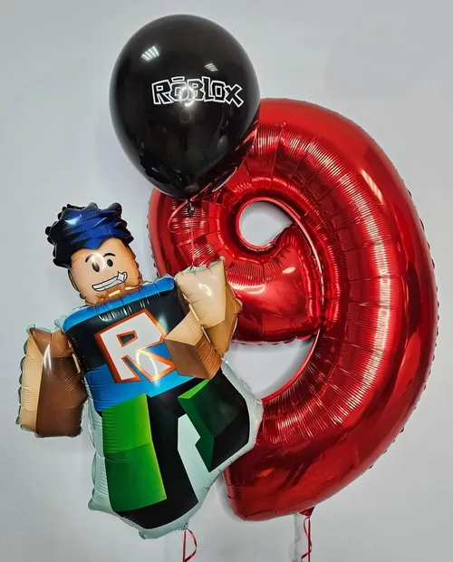 №15 Композиция из шаров Роблокс с цифрой, красный с чёрным — майнкрафт и roblox, Лавка Шаров Мытищи
