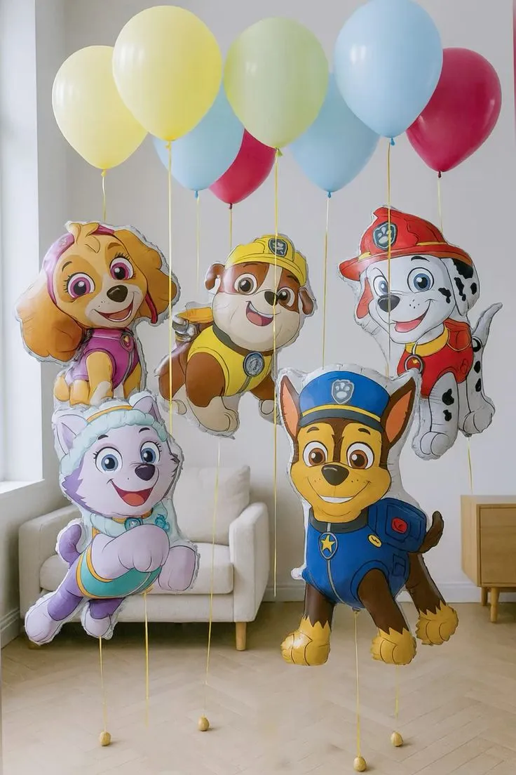 №3 Пять фигур Щенячьего патруля с шарами, яркий микс — щенячий патруль, Лавка Шаров Мытищи