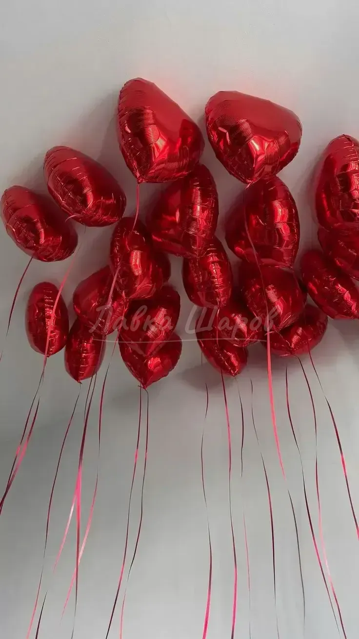 №1329 Шары под потолок «Красные сердца», 20 шт — шары под потолок, Лавка Шаров Мытищи
