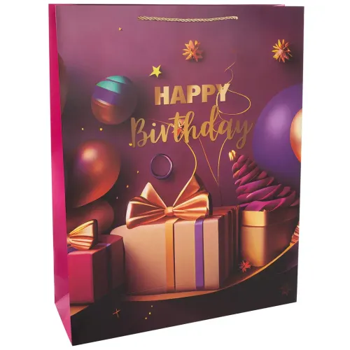 Пакет подарочный, Happy Birthday, 70*50*20 см — пакеты подарочные, Лавка Шаров Мытищи