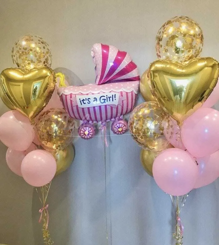 №1280 Два фонтана с коляской «It's a Girl!» — выписка из роддома, Лавка Шаров Мытищи